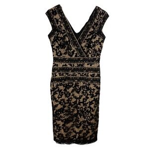 Tadashi Shoji‎ Lace Overlay Sheath Dress Women 10 Cocktail Wedding Embroidered